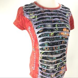 SHOP THERAPY Boho Festival Embroidered S/M T-Shirt